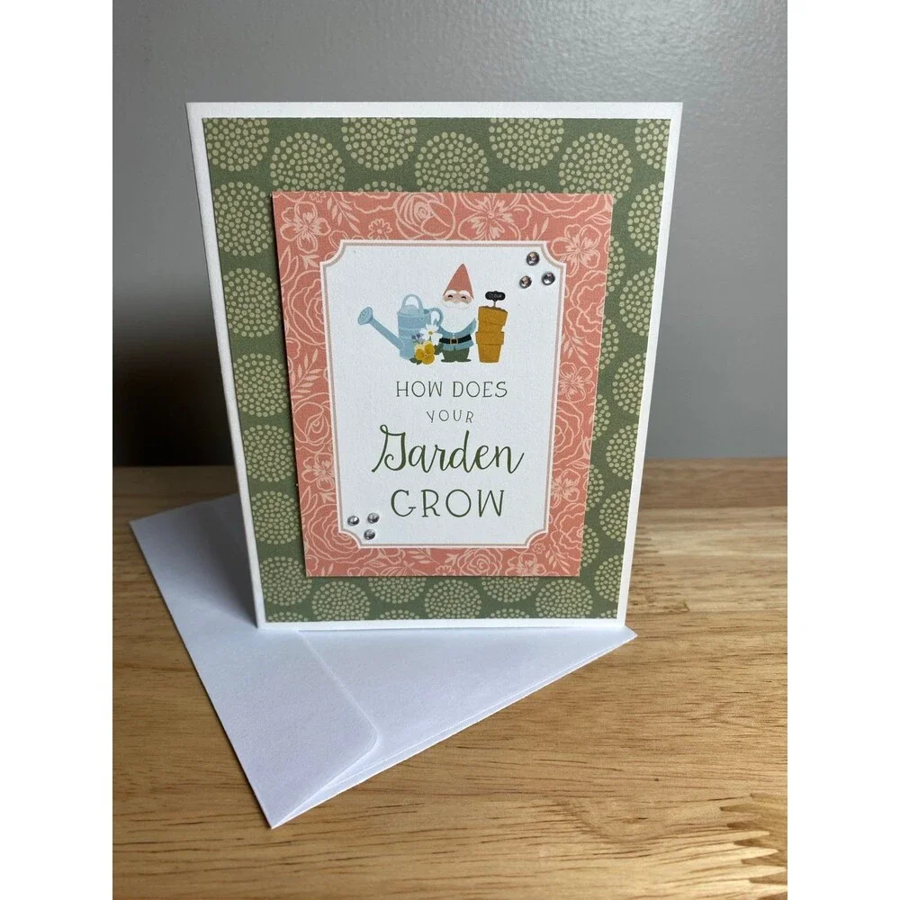 Handmade Spring Greeting Card A2 Floral Card Blank Inside w/ Envelope